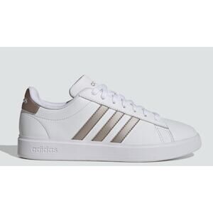 Adidas Grand Court Sneaker Women's 8 Platinum White 3 Stripe Tennis Shoe